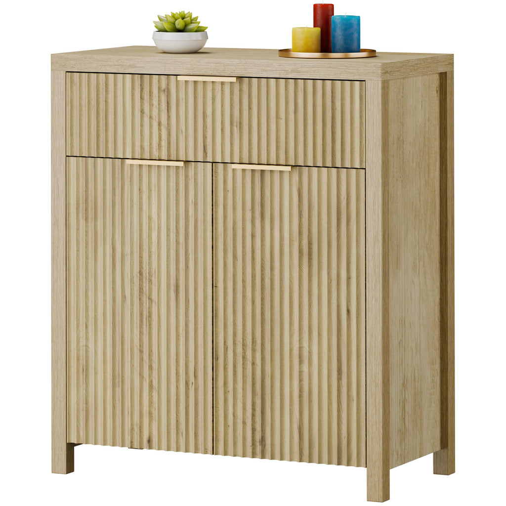 Natural Oak Storage Cabinet with Adjustable Shelves U98351