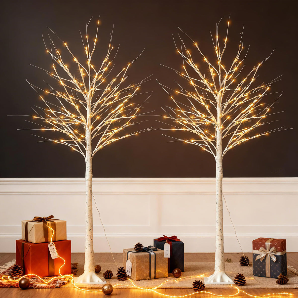White Birch Tree with Lights, 2PCS C542764