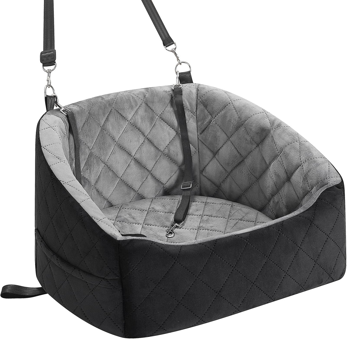 Dog Car Seat for Small Dogs Up to 30 Lbs, Grey-Black N265