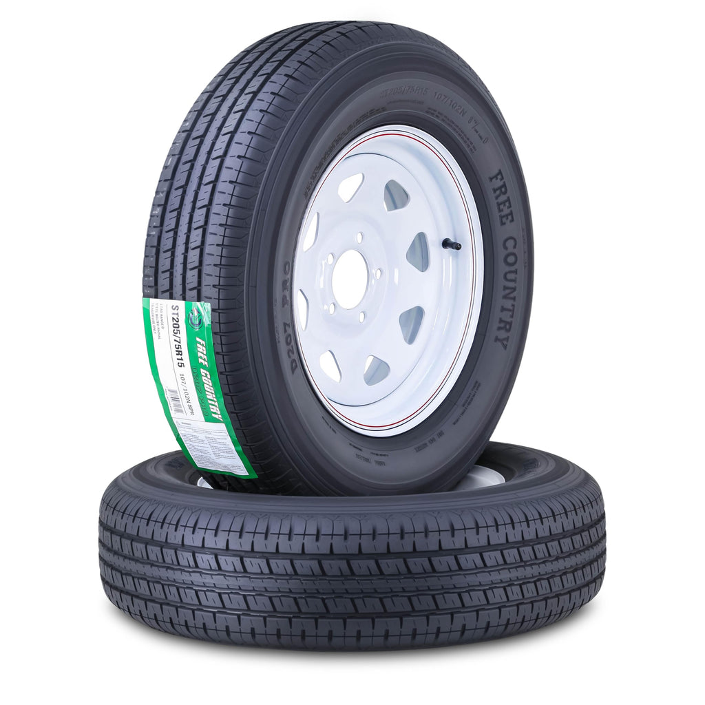 Trailer Tire Wheel ST205/75R15 8PR 5X4.5 White Spoke Pk2 C809340