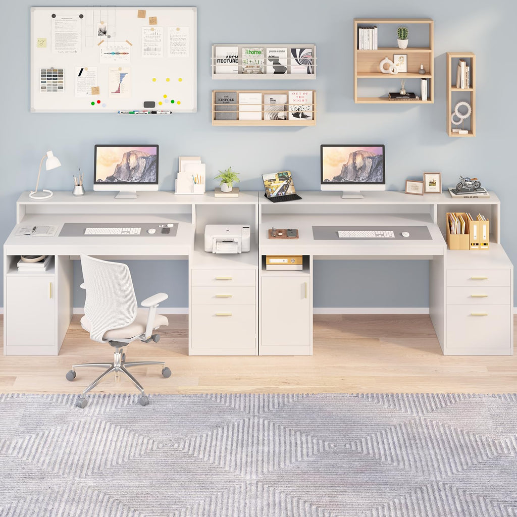 65" White Computer Desk with 3 Drawers P179706