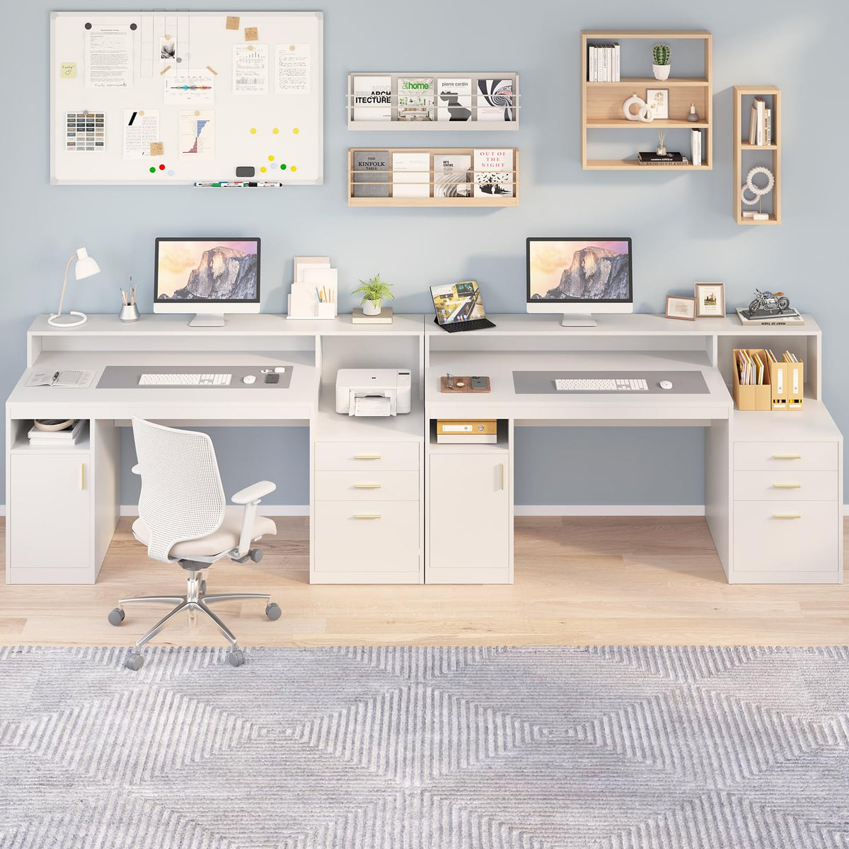 65" White Computer Desk with 3 Drawers P179706