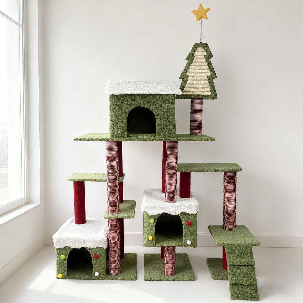 70 Inch Cat Tree with 3 Condos & Climbing Ladder B9114