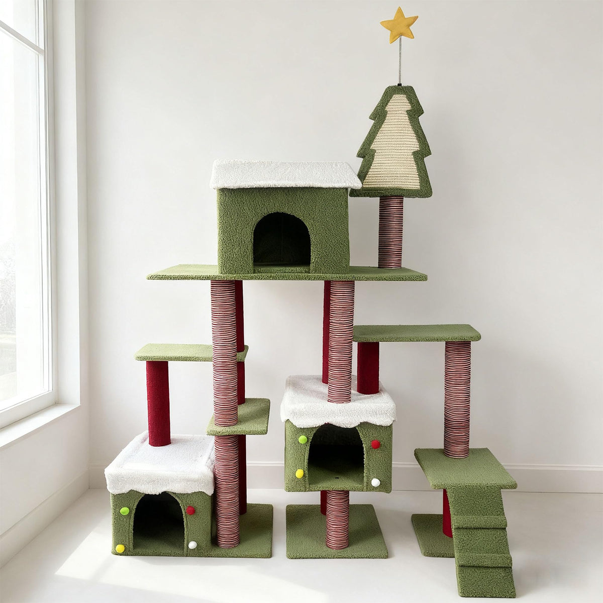 70 Inch Cat Tree with 3 Condos & Climbing Ladder B9114
