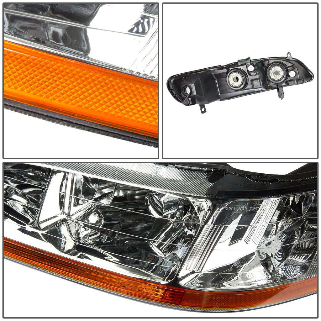 Pair of Chrome Amber Headlights N350