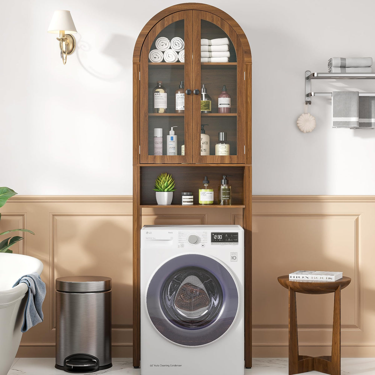 Arched Over The Toilet Storage Cabinet with Acrylic Doors B929917