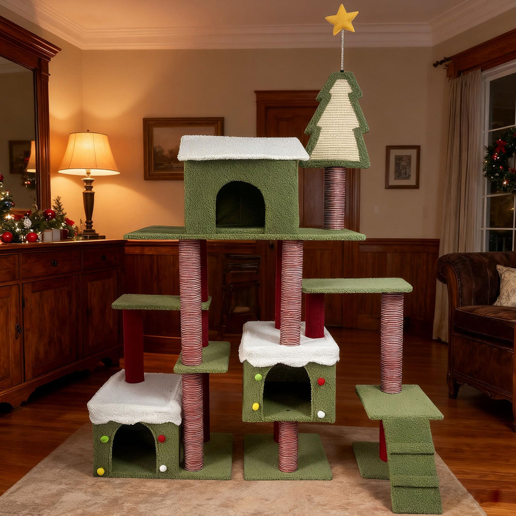 70 Inch Cat Tree with 3 Condos & Climbing Ladder B9114