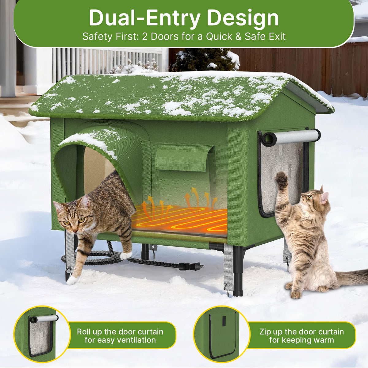 24" Heated Cat House with Escape Door T901