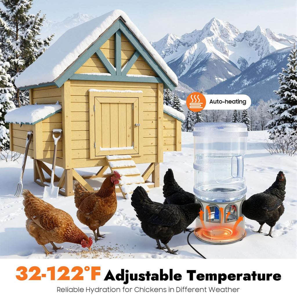 5 Gal Heated Chicken Waterer 80W Adjustable Temperature D274892