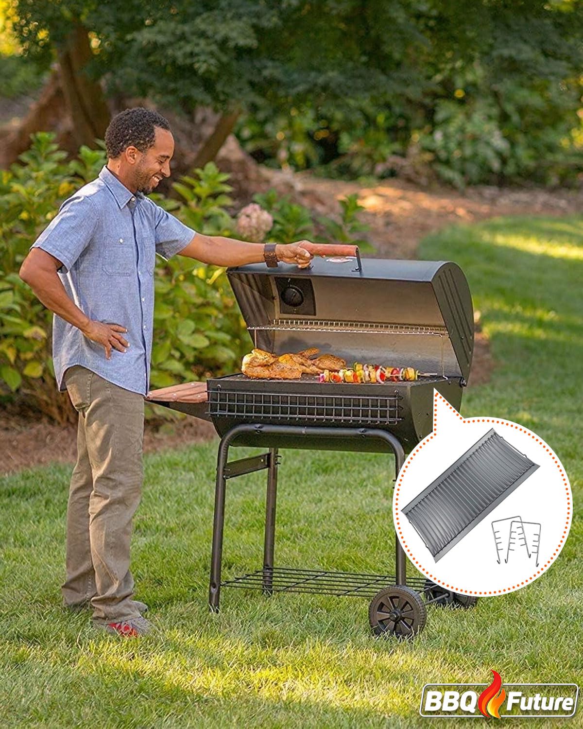 27 inch Porcelain-coated Steel Ash Pan with 2pcs Fire Grate Hanger O435