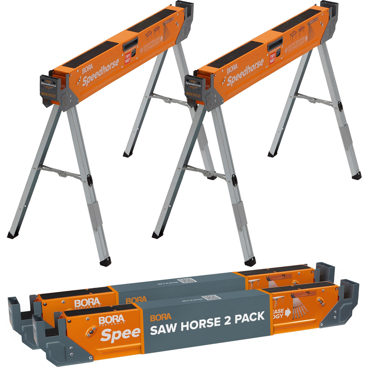 2 Pack Folding Heavy Duty Metal Sawhorse K5926