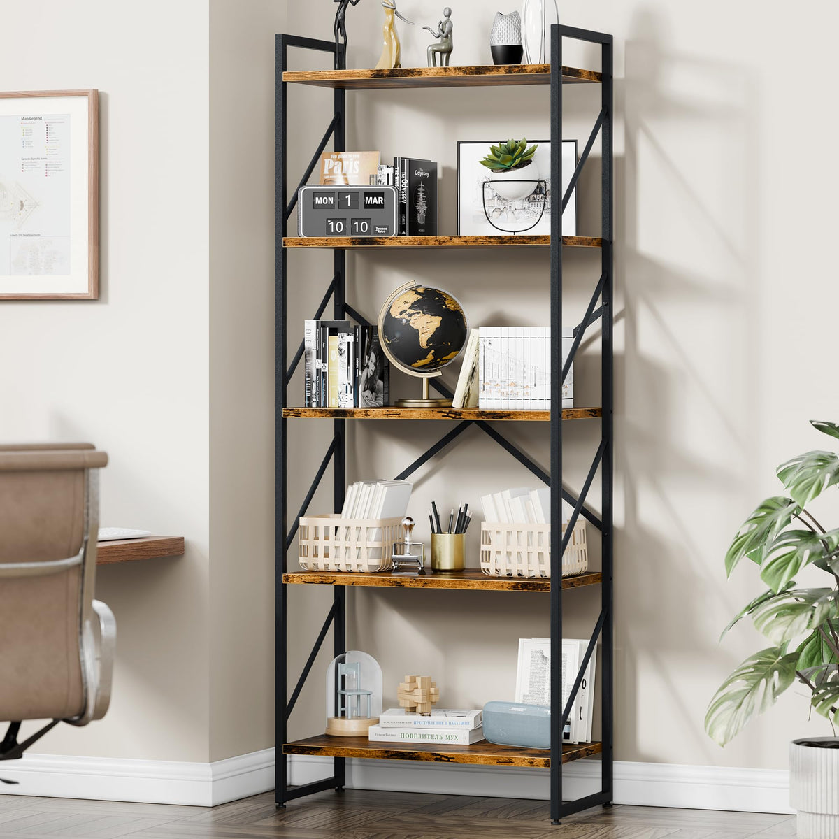 5 Tier Metal Bookshelf V34572