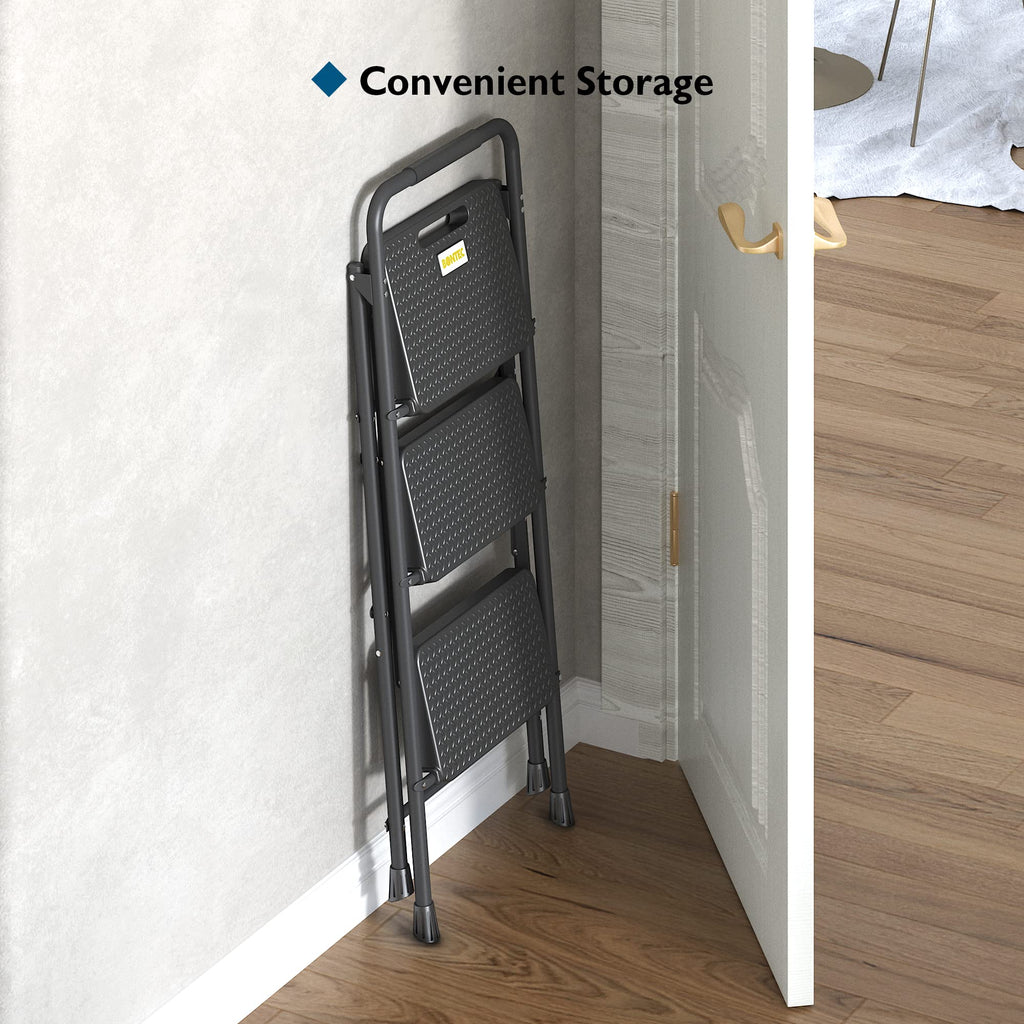 Folding Step Stool 600lbs Max Load Capacity Black B603660