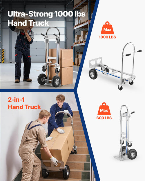 2 in 1 Convertible Hand Truck Dolly 1000 lbs M2251