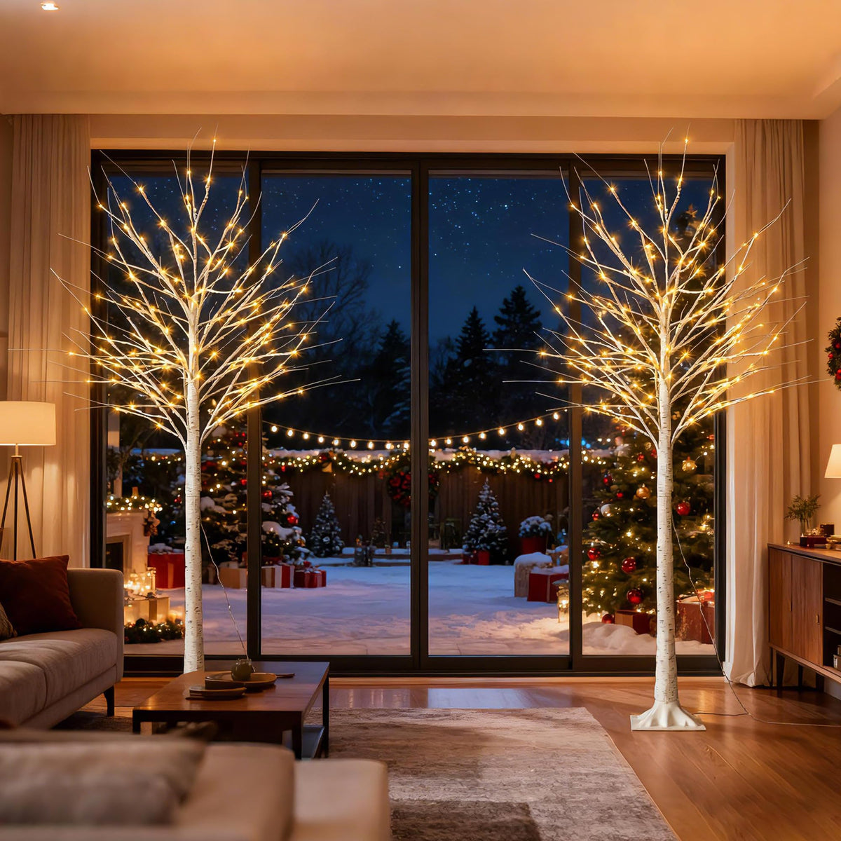 White Birch Tree with Lights, 2PCS C542764