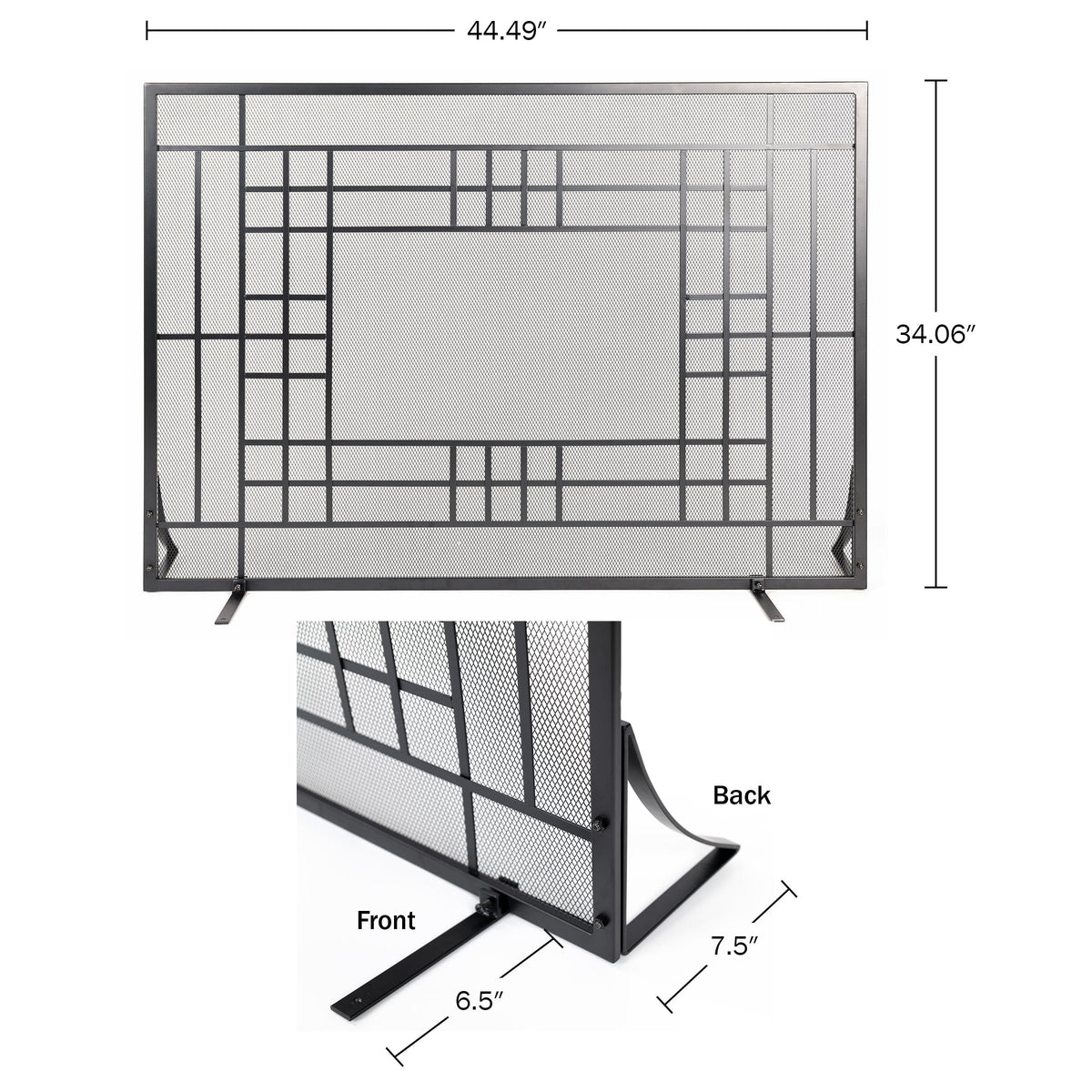 Single Panel Fireplace Screen with Mesh Spark Guard W2535