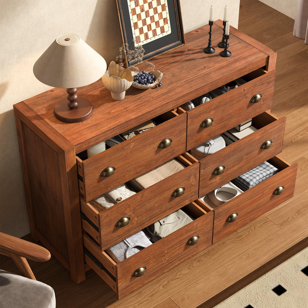 Vintage 6 Drawer Solid Wood Dresser P2068
