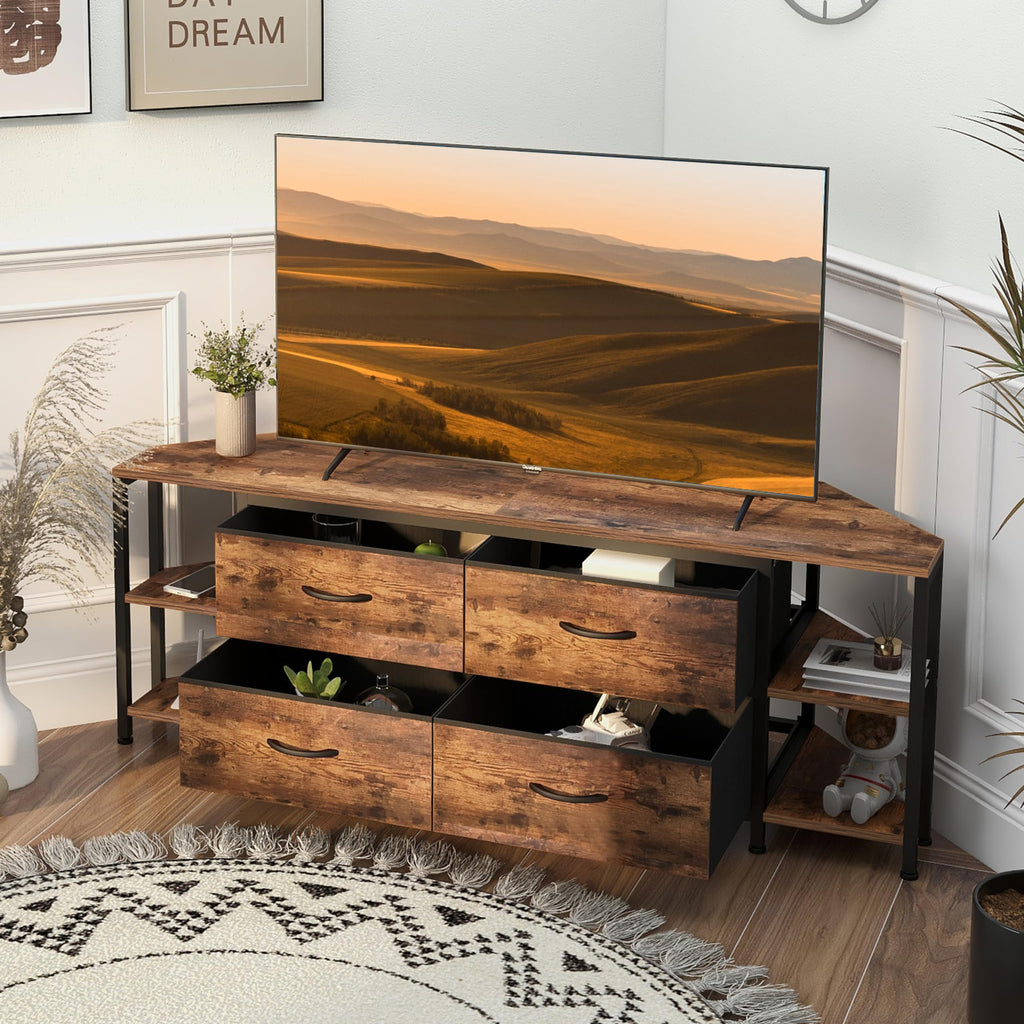 Brown Corner TV Stand with Drawer E2259