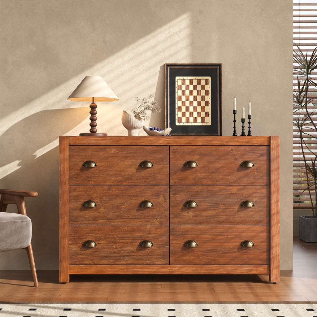 Vintage 6 Drawer Solid Wood Dresser P2068