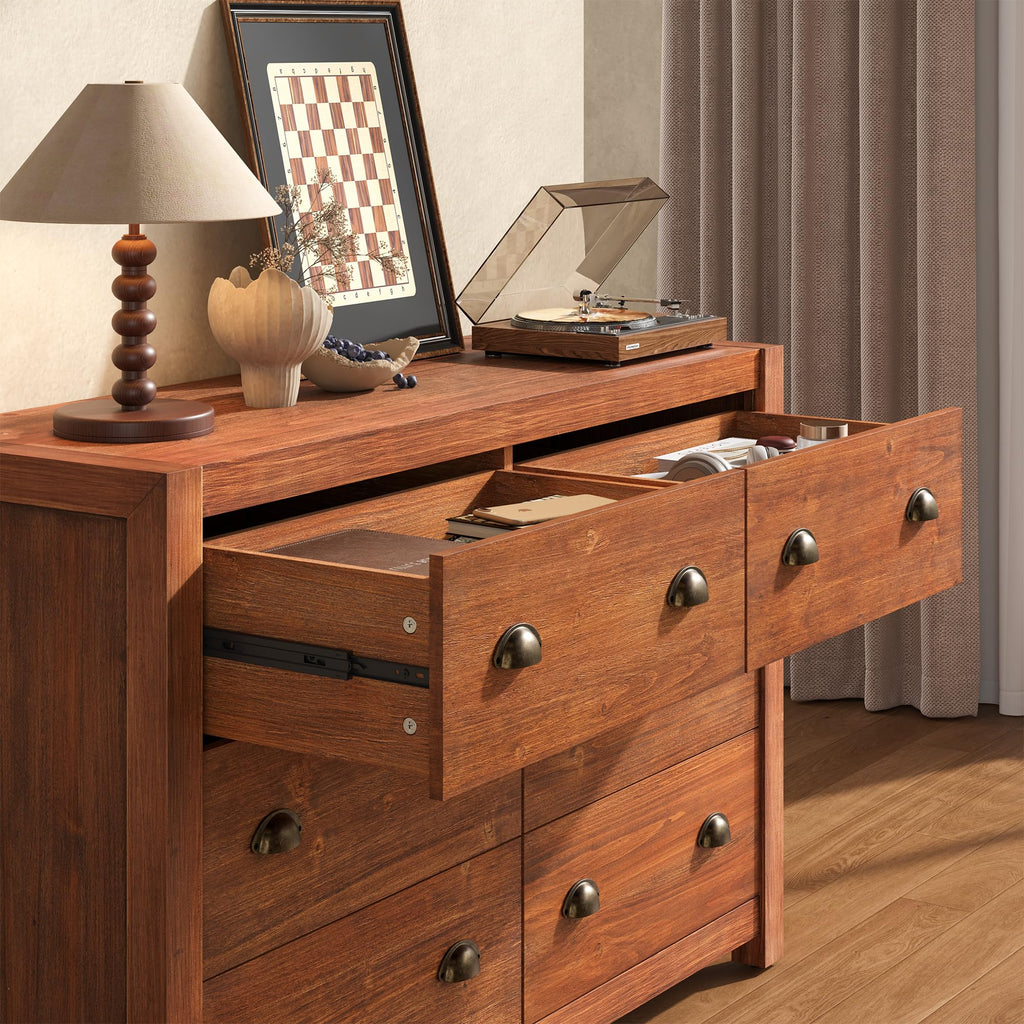 Vintage 6 Drawer Solid Wood Dresser P2068