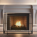 Single Panel Fireplace Screen with Mesh Spark Guard W2535