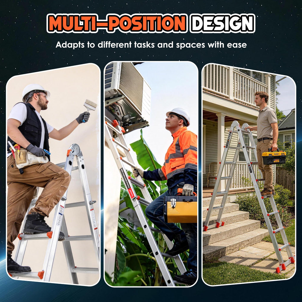 Telescoping Ladder, 22.5 Ft A Frame Anti-Slip Multi Position G1500
