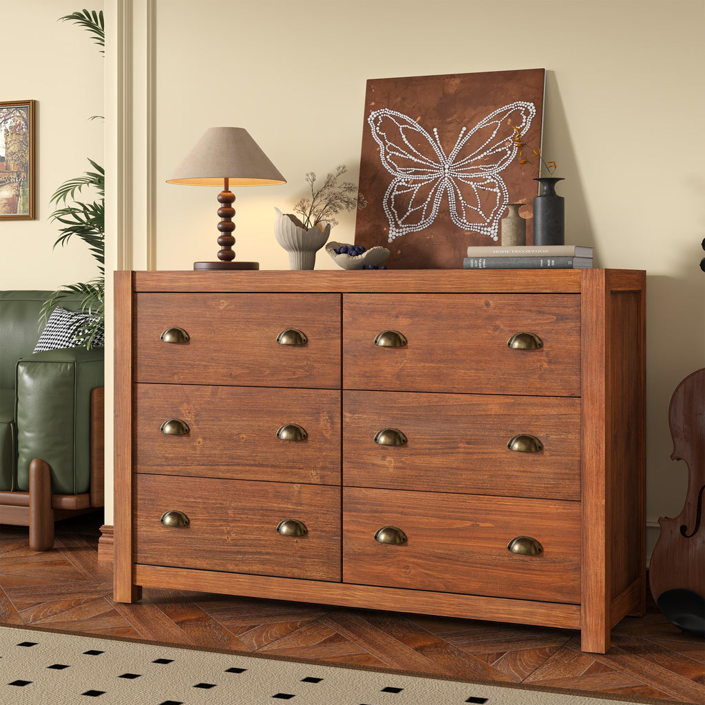 Vintage 6 Drawer Solid Wood Dresser P2068