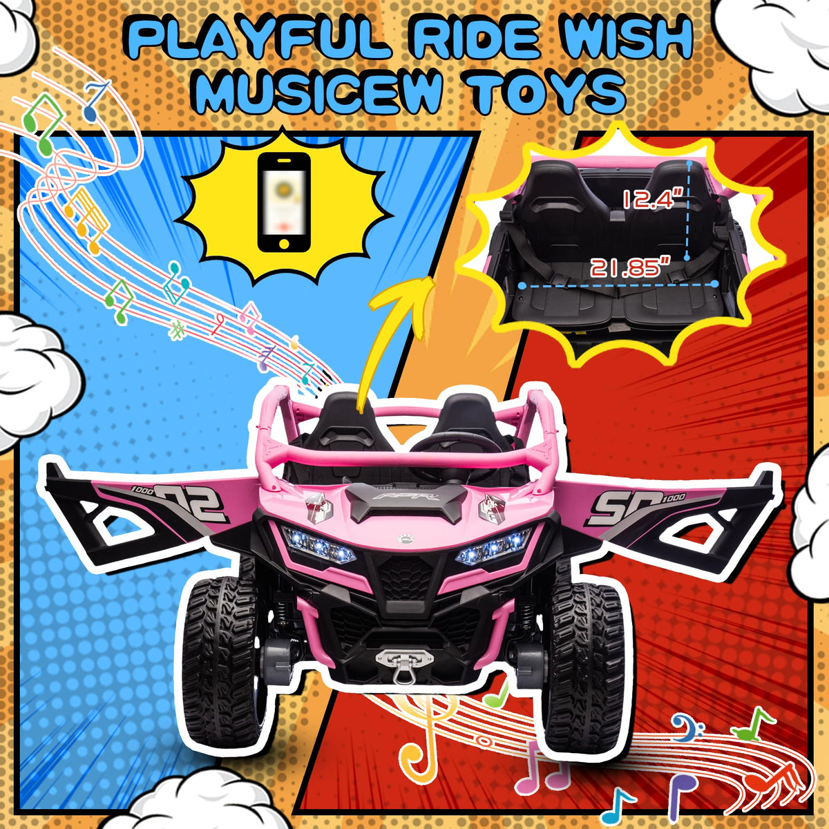 24V 10AH 2-Seater 4x4 Ride on Car UTV M9028