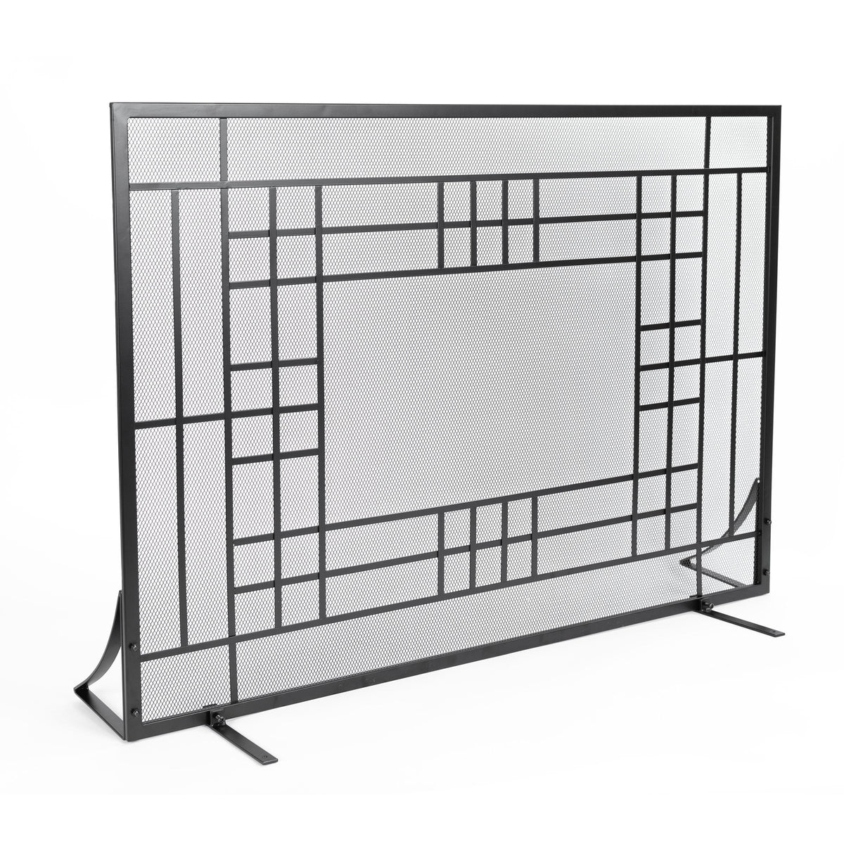 Single Panel Fireplace Screen with Mesh Spark Guard W2535